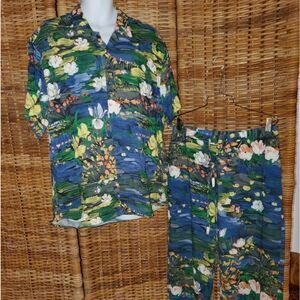 Vtg. Jams World Monet Shirt Pant Set L